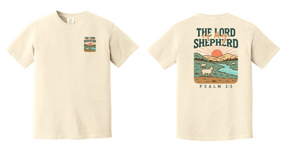 The Lord Is My Shepherd T-Shirt — Psalm 23 Scenic Faith Tee