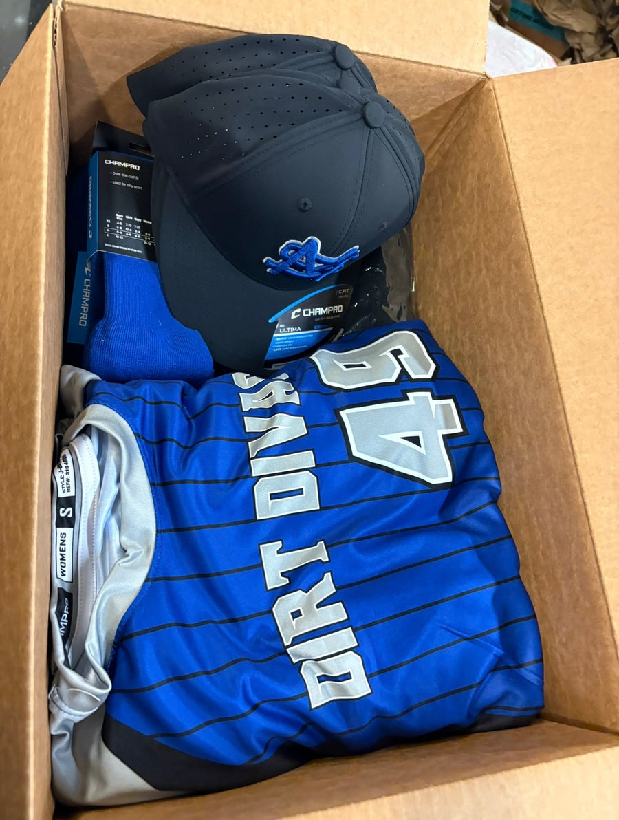 Williams Athletics staff sorting team apparel orders into labeled bins