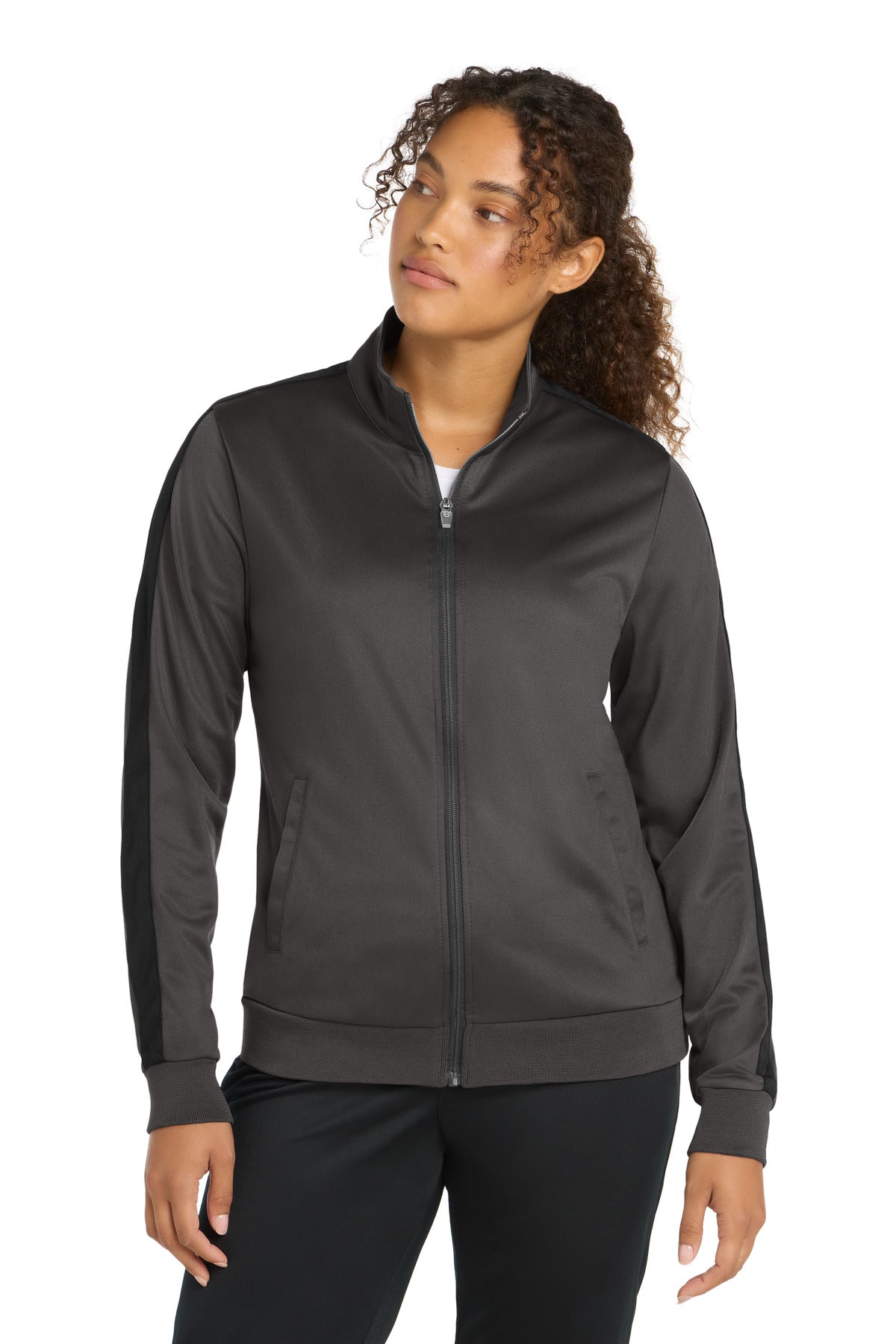 Sport-Tek  ®  Ladies Tricot Sleeve Stripe Track Jacket. LST94