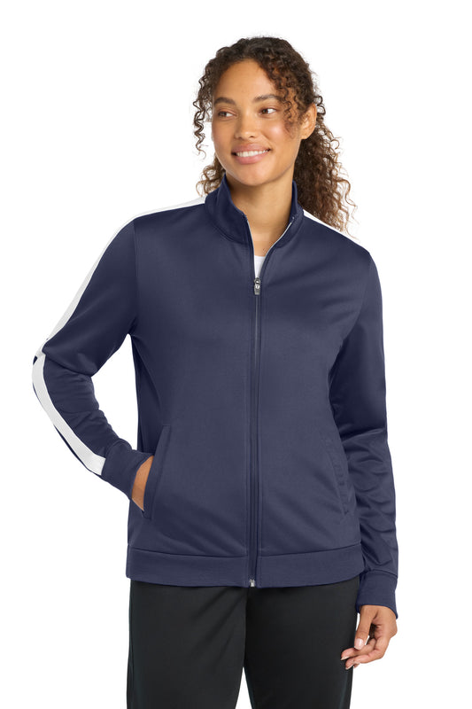 Sport-Tek  ®  Ladies Tricot Sleeve Stripe Track Jacket. LST94