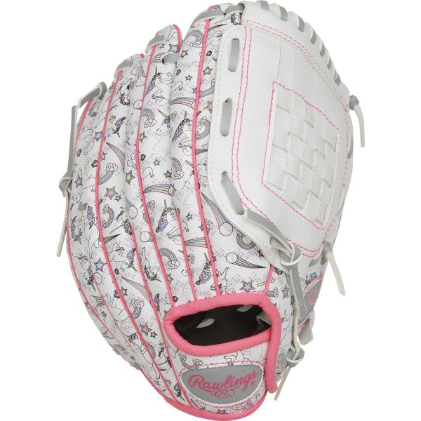 Rawlings 10" Youth Players Series White/Unicorn Print Baseball Glove (Left)