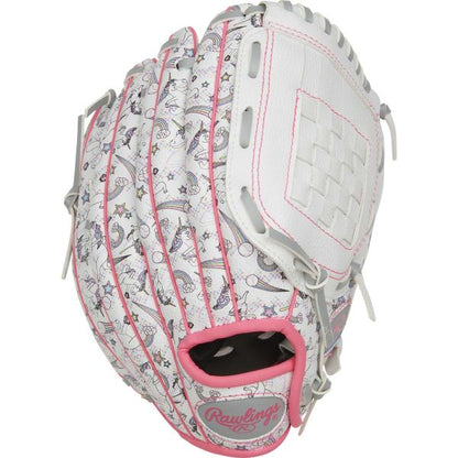Rawlings 10" Youth Players Series White/Unicorn Print Baseball Glove (Left)