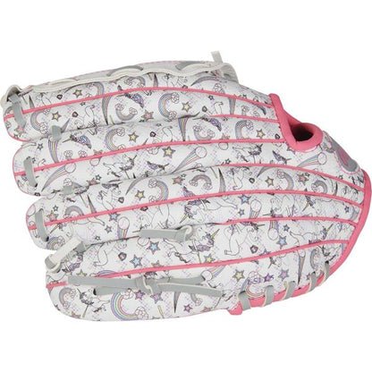 Rawlings 10" Youth Players Series White/Unicorn Print Baseball Glove (Left)