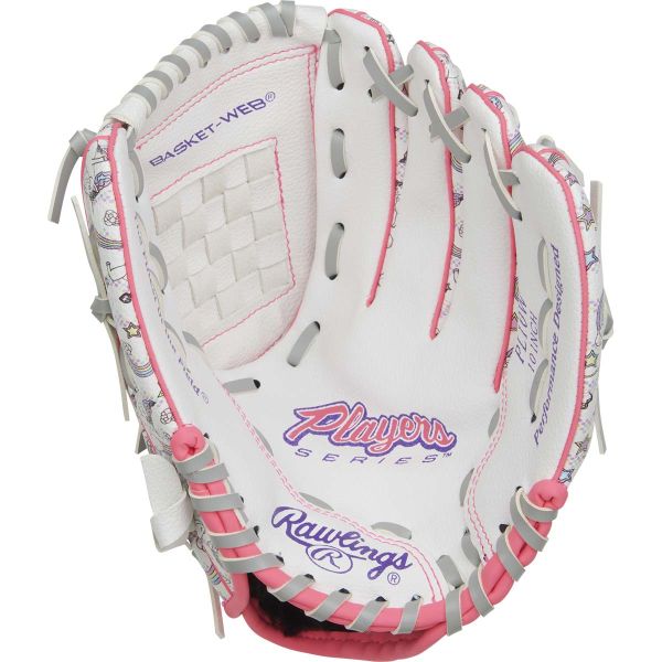 Rawlings 10" Youth Players Series White/Unicorn Print Baseball Glove (Left)