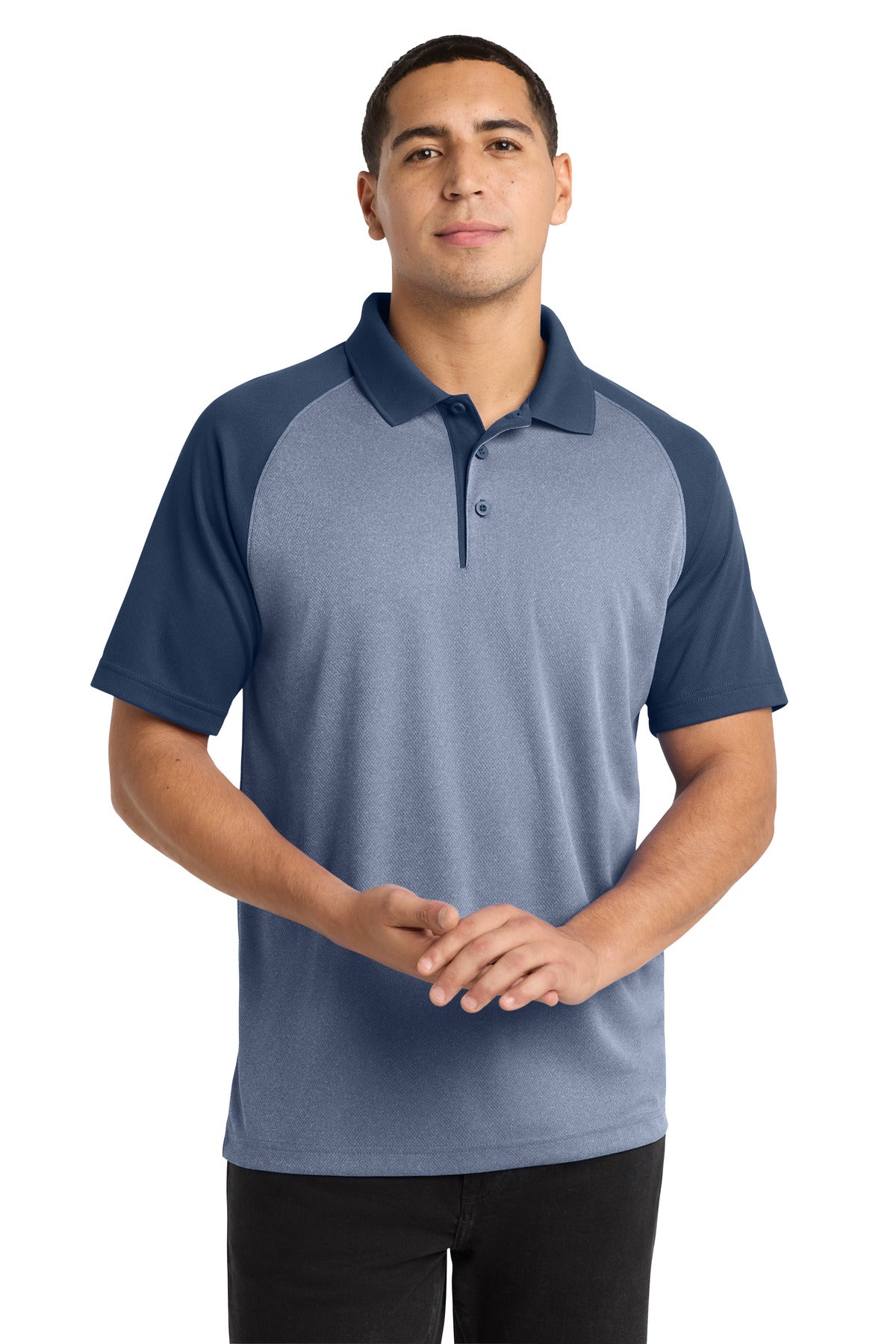 Sport-Tek  ®  PosiCharge  ®  RacerMesh  ®  Raglan Heather Block Polo. ST641