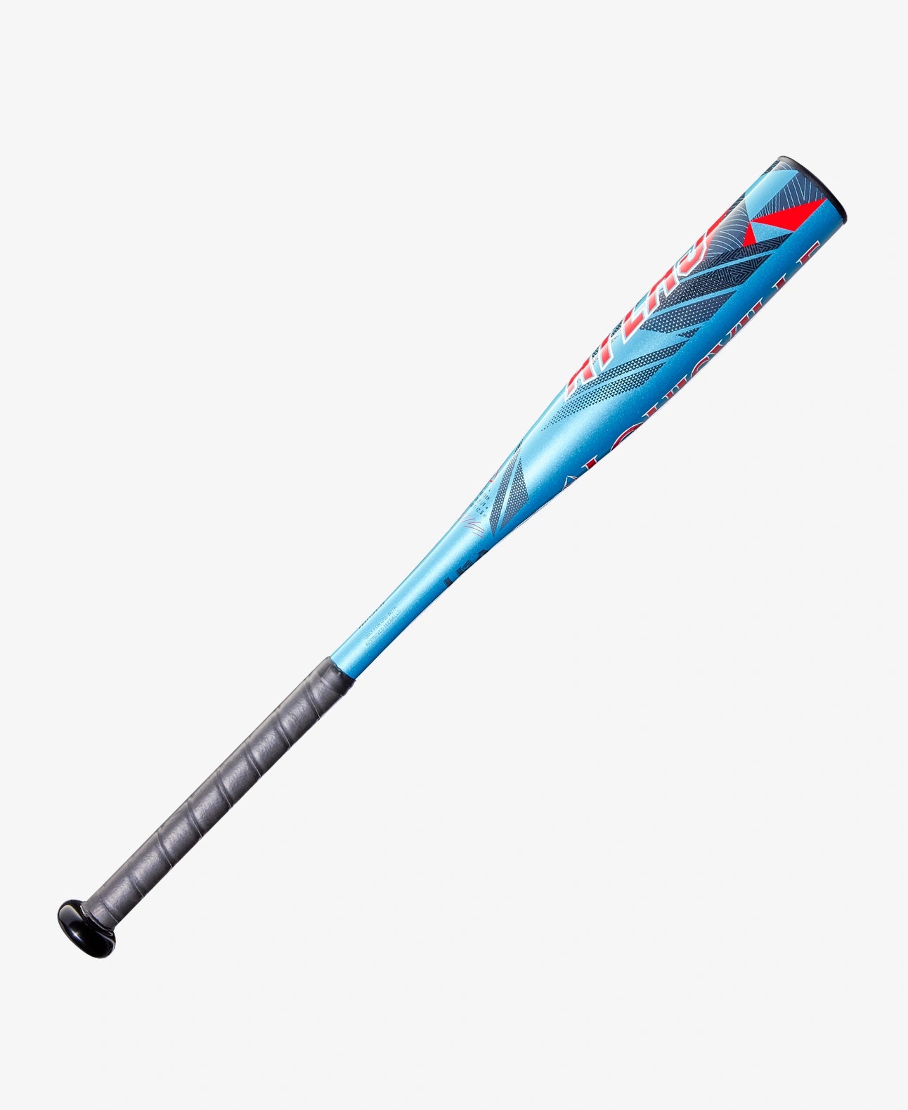 Blue and red baseball bat on a white background